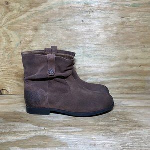 Birkenstock Chelsea Leather Boots Womens 5 / EU 36 Brown Suede Side Zip